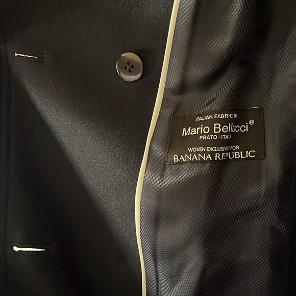 Banana Republic Navy Blue Double Breasted Wool Winter Coat Size M - Picture 7 of 12